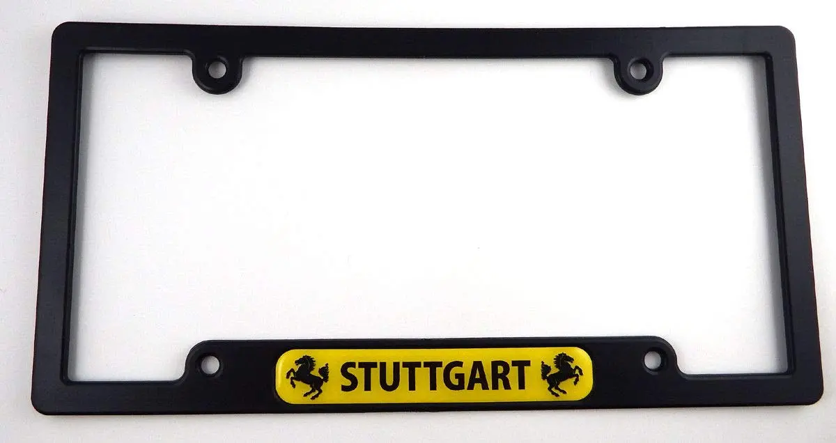 Stuttgart Flag Black Plastic Car License Plate Frame 1