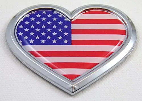 Car Chrome Decals Cbhrt228 Usa Heart Flag Chrome Emblem Car Decal 3D Sticker Badge Bumper American 1