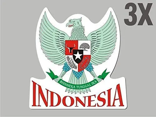 3 Indonesia Shaped Stickers Flag Crest Decal Bumper Car Bike Emblem Vinyl Cn017 1