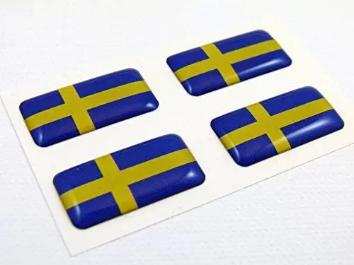 Sweden Swedish Mini Domed Flag Decals 4 Emblems Car Auto Bike Boat. Stickers 1
