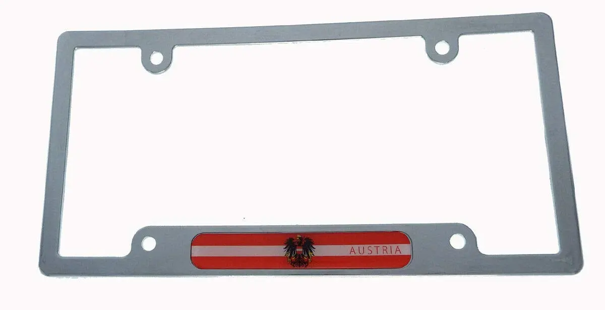 Austria Flag License Plate Frame Plastic Chrome Plated Tag Holder Cover Cp08 1