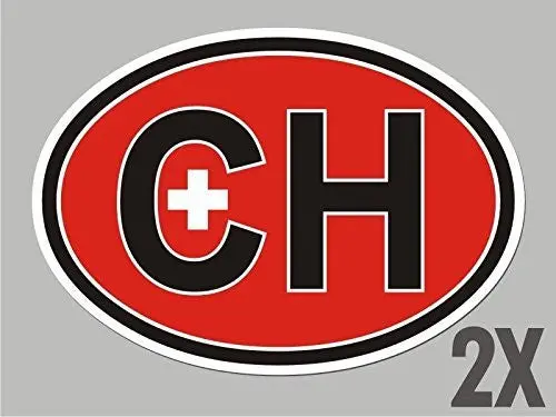 2 Switzerland Swiss Ch Oval Stickers Flag Decal Bumper Car Bike Emblem Cl059 1