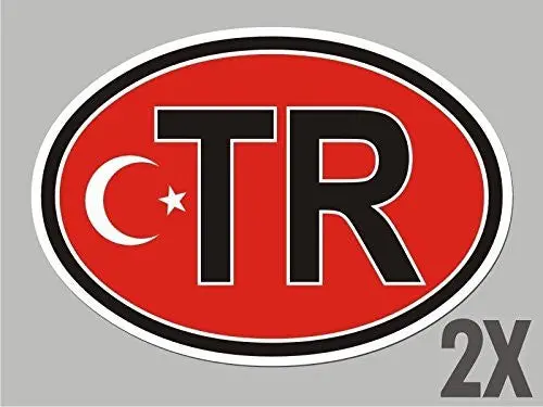 2 Turkey Tr Turkish Oval Stickers Flag Decal Bumper Car Bike Emblem Cl063 1