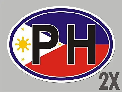 2 Philippines Ph Oval Stickers Flag Decal Bumper Car Bike Emblem Cl046 1