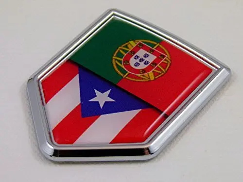 Portugal T Puerto Rico Split Style Flag Car Chrome Emblem Decal 3D Sticker 1