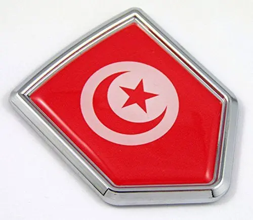 Tunisia Flag Chrome Emblem Car Decal Sticker Bike Crest Badge 1