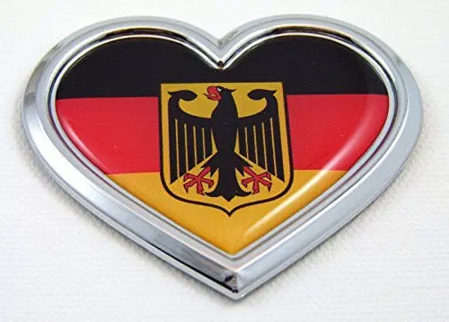 Car Chrome Decals Cbhrt077 Germany Heart Flag Chrome Emblem Car Decal 3D Sticker Badge Bumper Deutschland 1