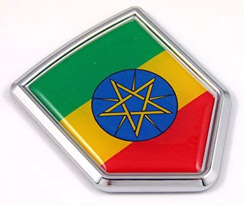 Ethiopia Ethiopian Flag Chrome Emblem Car Decal Sticker Bike Crest Badge 1