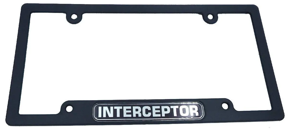 Interceptor Police Black Plastic Car License Plate Frame 1