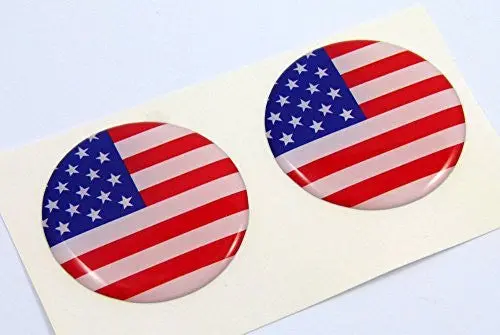 Usa American Flag Round Domed Decal 2 Emblem Car Bike Stickers 1.45" Pair 1