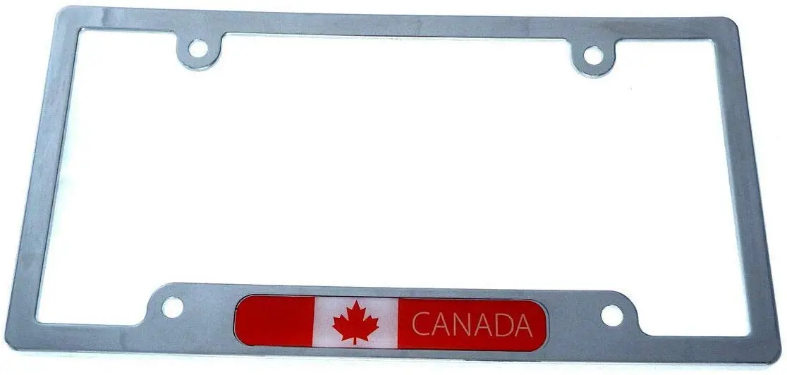 Canada Canadian Flag License Plate Frame Plastic Chrome Plated Tag Holder Cp08 1