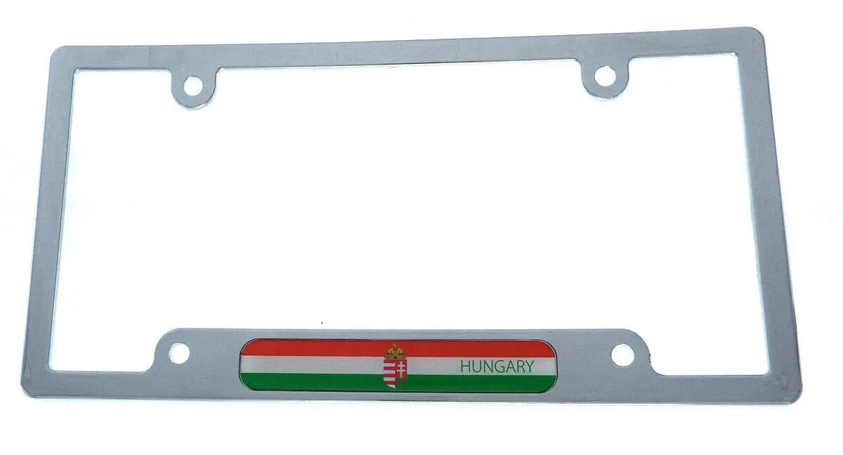 Hungary Flag Car License Plate Frame Chrome Plated Plastic Tag Holder Cp08 1