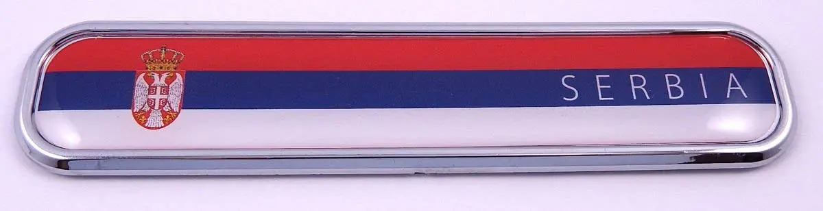 Serbia Flag Chrome Emblem 3D Auto Decal Sticker Car Bike Boat 5.3" 1