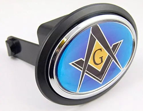 Masonic Freemasonry Flag Hitch Cover Cap 2" Receiver Black With Chrome & Dome 1
