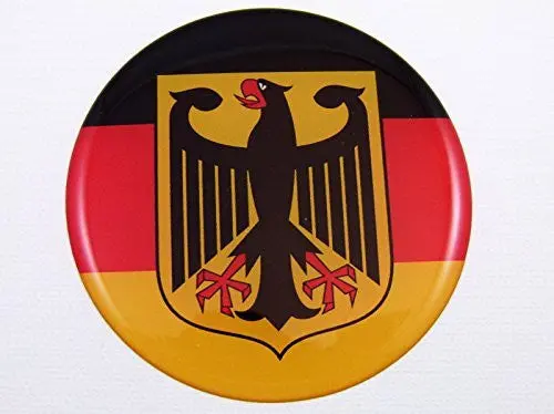 German Flag Eagle Emblem Domed Decal Car Sticker Deutschland Germany 3" Round 1