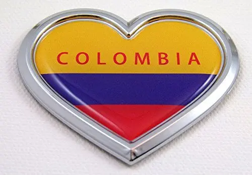 Car Chrome Decals Cbhrt046 Colombia Heart Flag Chrome Emblem Car Decal 3D Sticker Badge Bumper Colombian 1