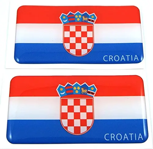 Croatia Flag Domed Decal 3D Sticker Emblem 2.6" Set Of 2 Decals 1