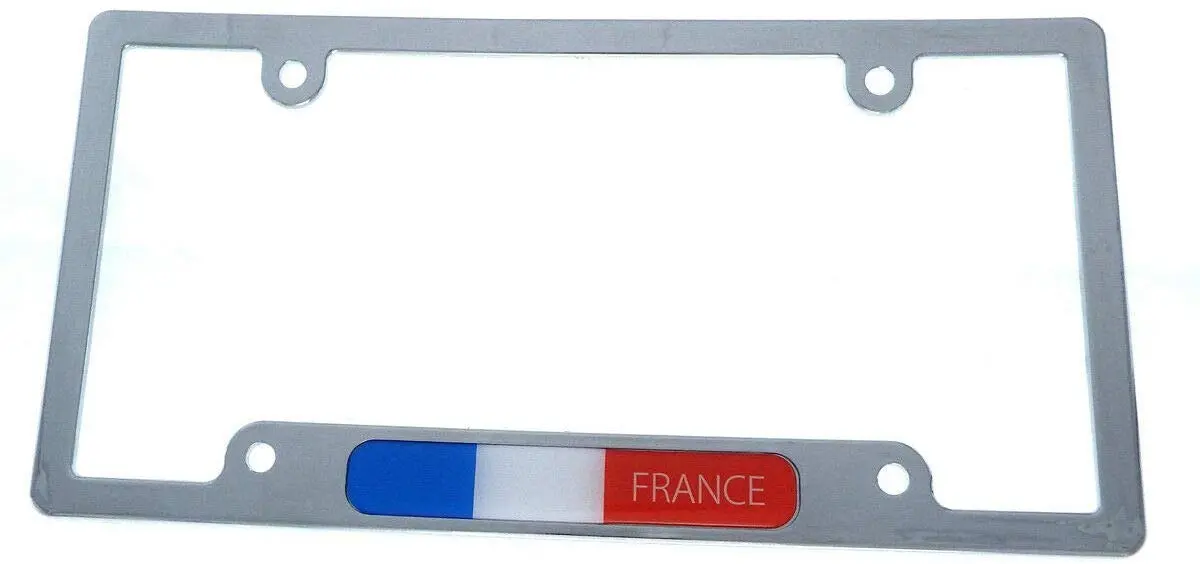 France French Flag Car License Plate Frame Chrome Plated Plastic Cp08 1