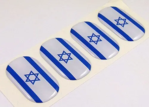 Israel Midi Israeli Domed Decals Flag 4 Emblems 1.5" Car Bike Laptop Stickers 1