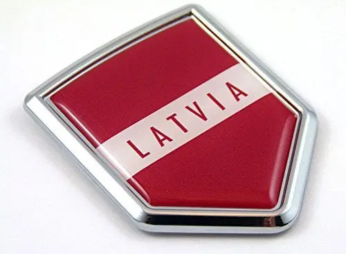 Latvia Flag Chrome Emblem Car Decal Sticker Badge Crest 3D 1