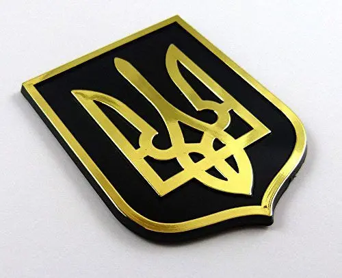 Ukraine Trident Tryzub Black Gold Plastic Car Emblem Decal Sticker Crest Ubg 1