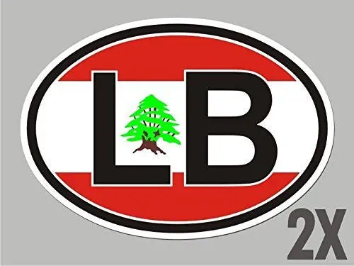 2 Lebanon Lb Lebanese Oval Stickers Flag Decal Bumper Car Bike Emblem Cl038 1