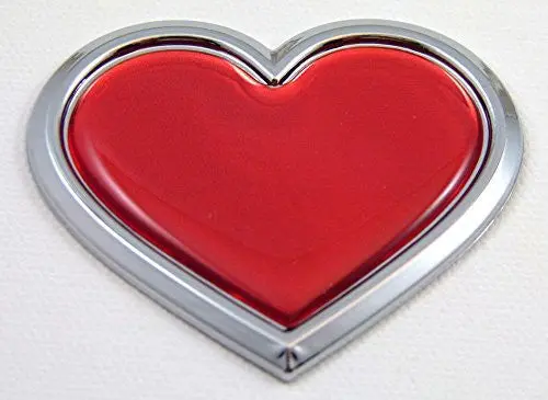Car Chrome Decals Cbhrt-Red Chrome With Red Heart Chrome Emblem Car Decal 3D Sticker Badge Bumper 1