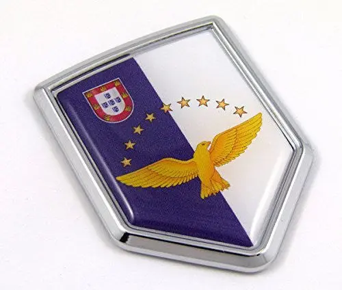 Azores Island Portugal Portuguese Flag Car Bike Auto Chrome Emblem 3D Decal 1