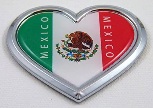 Mexico Heart Flag Chrome Emblem Car Decal 3D Sticker Badge Bumper Mexican 1