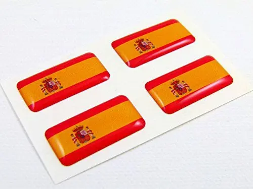 Spain Spanish Mini Domed Flag Decals 4 Emblems Car Auto Bike Boat. Stickers 1