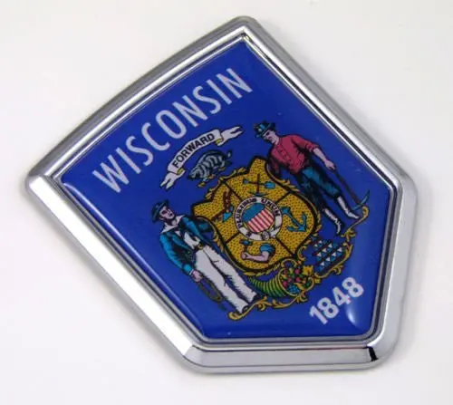 Wisconsin Wi Usa State Flag Car Chrome Emblem Decal Sticker Bike Laptop Boat 3Dd Sticker Badge 1