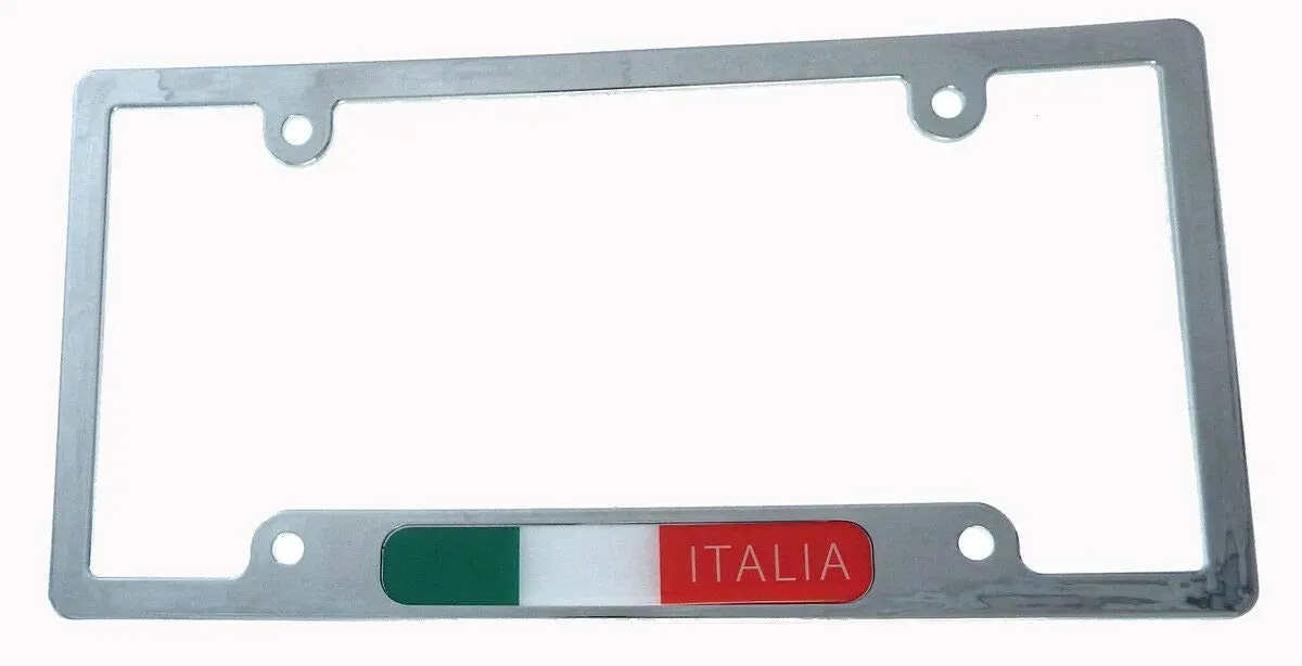 Italia Italy Italian Flag Car License Plate Frame Chrome Plated Plastic Cp08 1