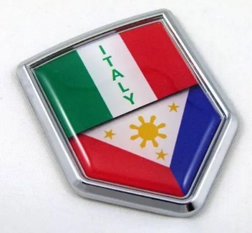 Italy Philippine Italia Flag Car Chrome Emblem Decal Sticker With Adhesive 1
