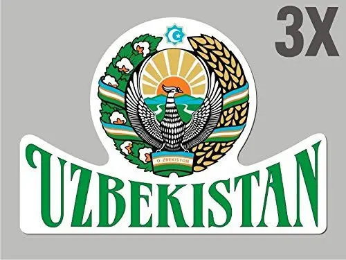 3 Uzbekistan Shaped Stickers Flag Crest Decal Car Bike Emblem Cn050 1