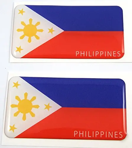 Philippines Philippine Flag Domed Decal 3D Sticker Emblem 2.6" Set Of 2 Decals 1