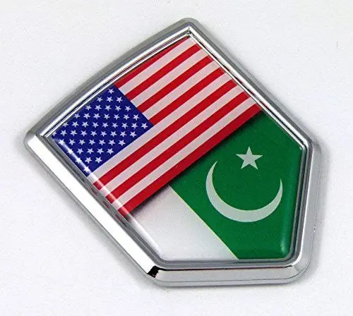 Usa Pakistan American Pakistani Flag Car Chrome Emblem Decal Sticker Adhesive 1
