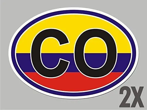 2 Colombia Co Oval Stickers Flag Decal Bumper Car Bike Emblem Vinyl Cl015 1