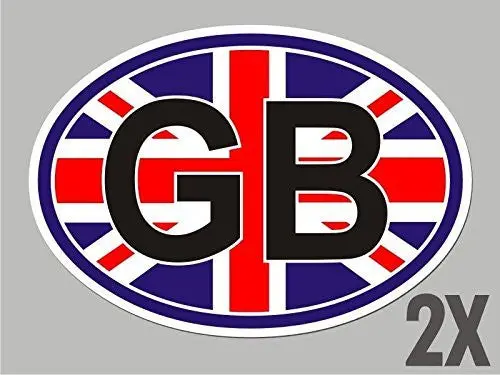 2 Great Britain United Kingdom Oval Stickers Flag Decal Bumper Car Bike Cl068 1