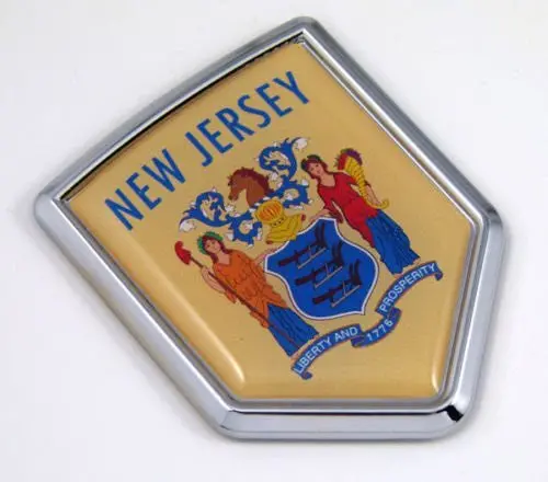 New Jersey Nj Usa State Flag Car Chrome Emblem Decal Sticker Bike Laptop Boat 3Dd Sticker Badge 1
