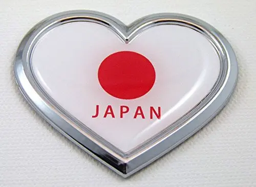 Car Chrome Decals Cbhrt201 Japan Heart Flag Chrome Emblem Car Decal 3D Sticker Badge Bumper Japanese 1