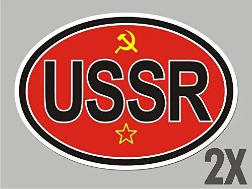 2 Ussr Soviet Union Oval Stickers Flag Decal Bumper Car Bike Cl070 1