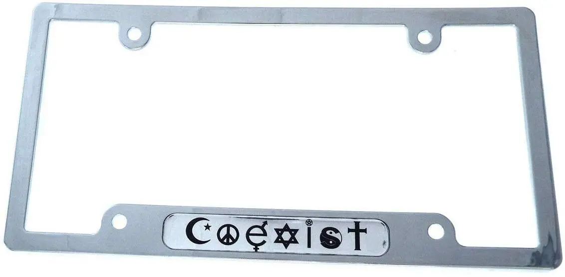 Coexist Flag Car License Plate Frame Plastic Chrome Plated Tag Holder Cp08 1