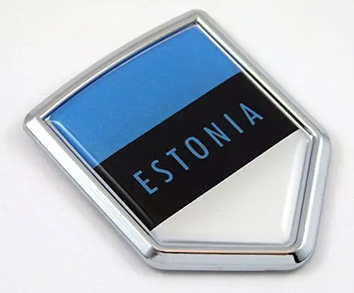 Estonia Estonian Flag Chrome Emblem Car Decal Sticker Badge Cres 1