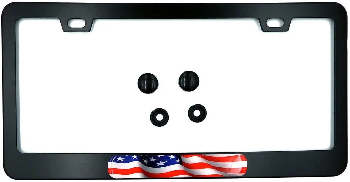 Usa American Flag Metal Black Aluminium Car License Plate Frame Holder 1