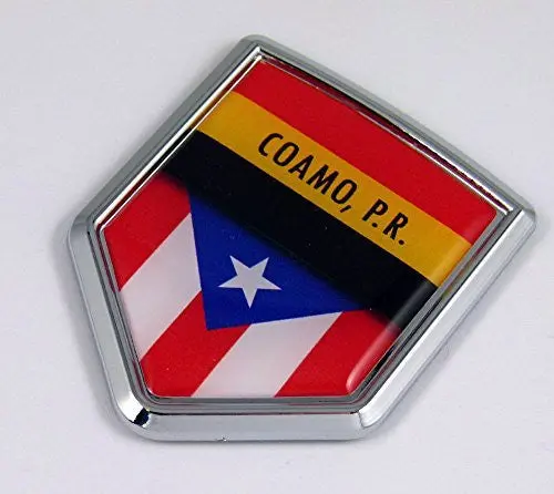 Coamo Puerto Rico Flag Car Chrome Emblem 3D Decal Sticker Badge Crest 1