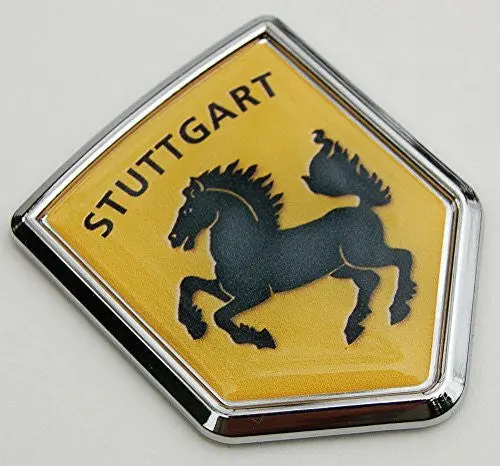 Stuttgart Horse Flag Car Chrome Emblem German 3D Decal Sticker 1