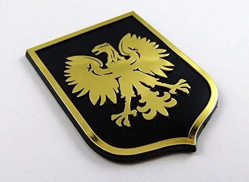 Poland Polska Eagle Black Gold Plastic Car Emblem Decal Sticker Crest Pbg 1
