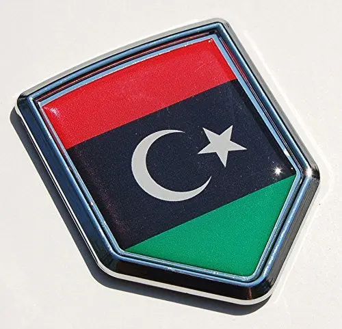 Libya Flag Libyan Decal Car Chrome Emblem Sticker 1