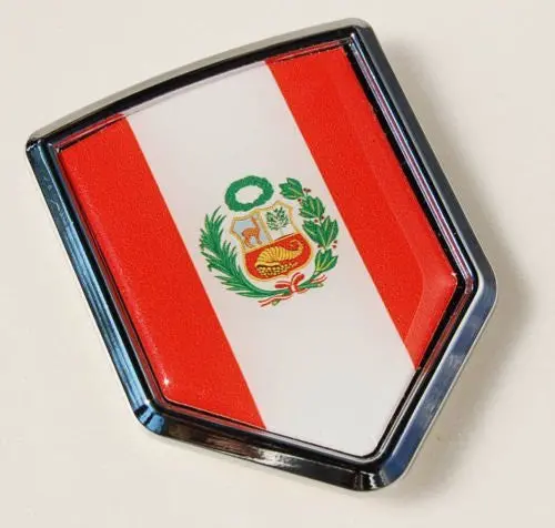Car Chrome Decals Cbshd165 Peru Peruvian Flag Car Chrome Emblem 3D Decal Sticker 1