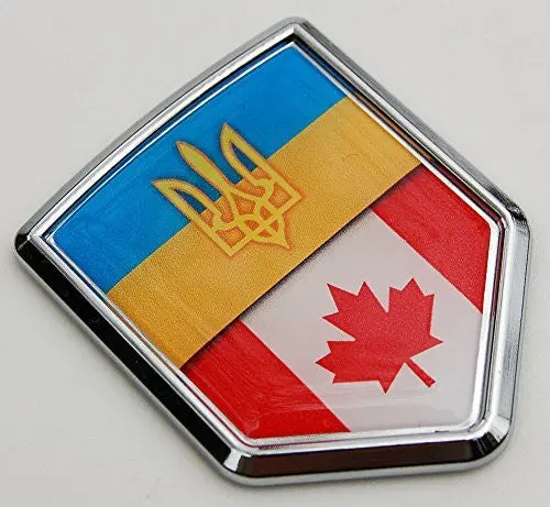 Ukraine Canada Flag Car Chrome Ukrainian Canadianemblem 3D Decal Sticker 1